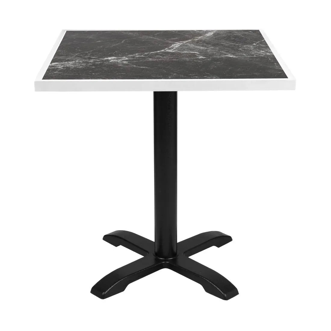 FU516 Bolero Dark Granite Effect Outdoor Tempered Glass Table Top White Trim 700mm - JD Catering Equipment Solutions Ltd
