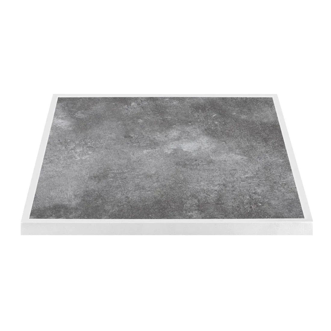 FU517 Bolero Dark Stone Effect Outdoor Tempered Glass Table Top White Trim - 700mm - JD Catering Equipment Solutions Ltd