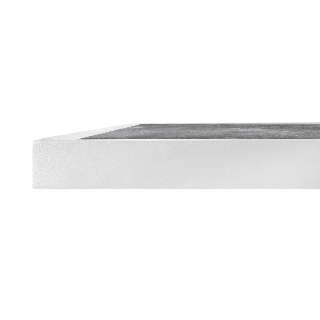 FU517 Bolero Dark Stone Effect Outdoor Tempered Glass Table Top White Trim - 700mm - JD Catering Equipment Solutions Ltd