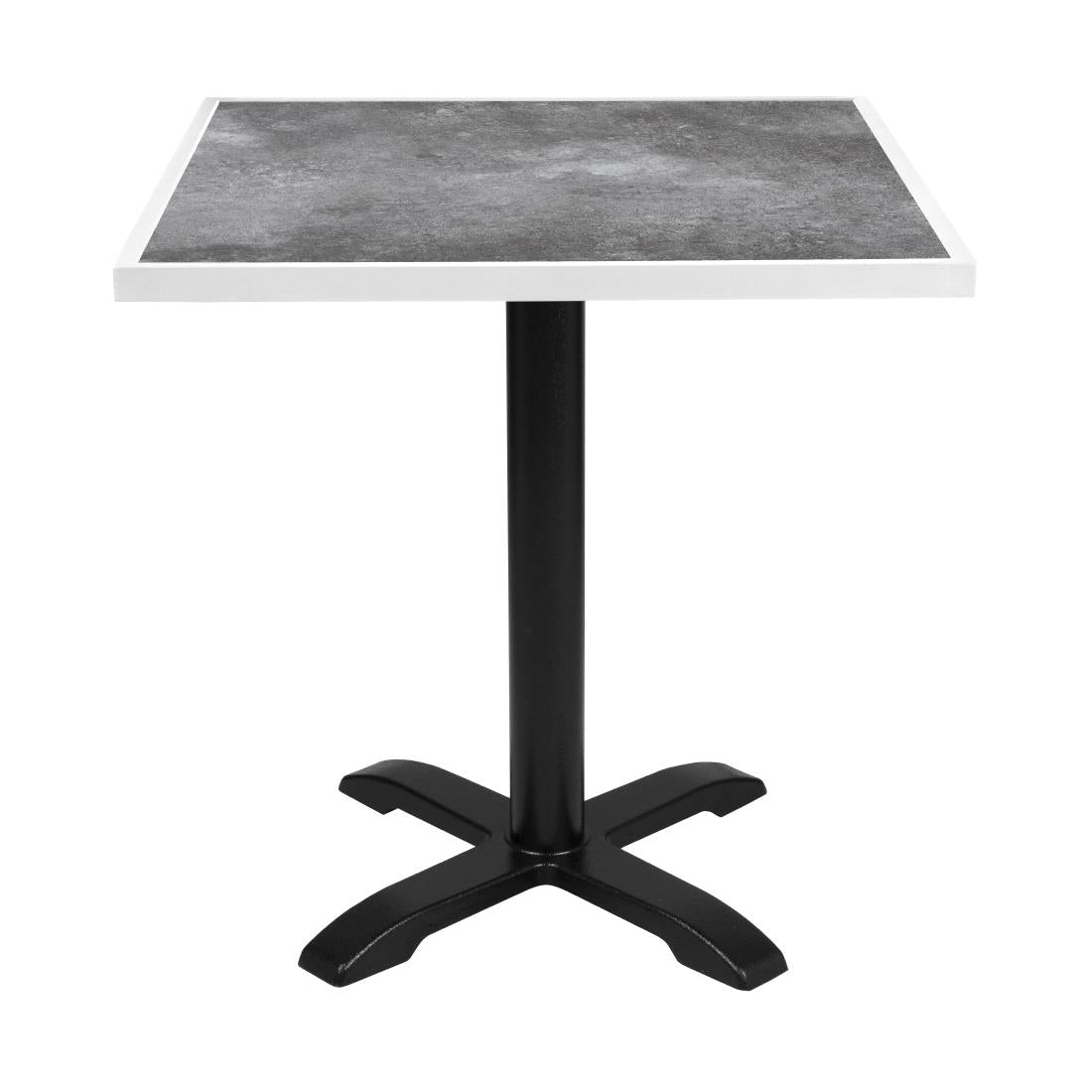 FU517 Bolero Dark Stone Effect Outdoor Tempered Glass Table Top White Trim - 700mm