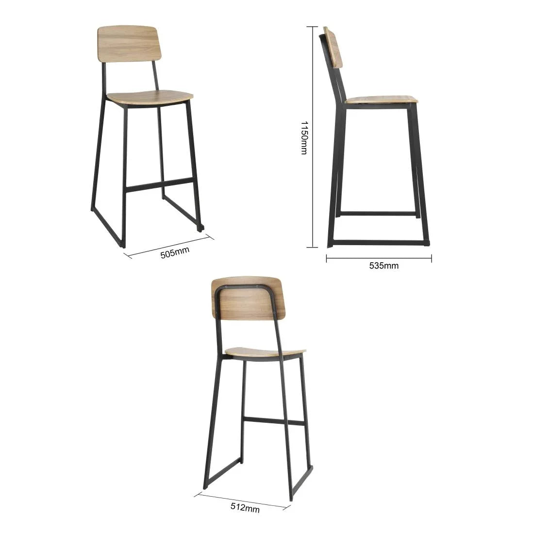 FU525 Bolero Beaufort Wooden Interior High Stools (Pack of 2) - JD Catering Equipment Solutions Ltd