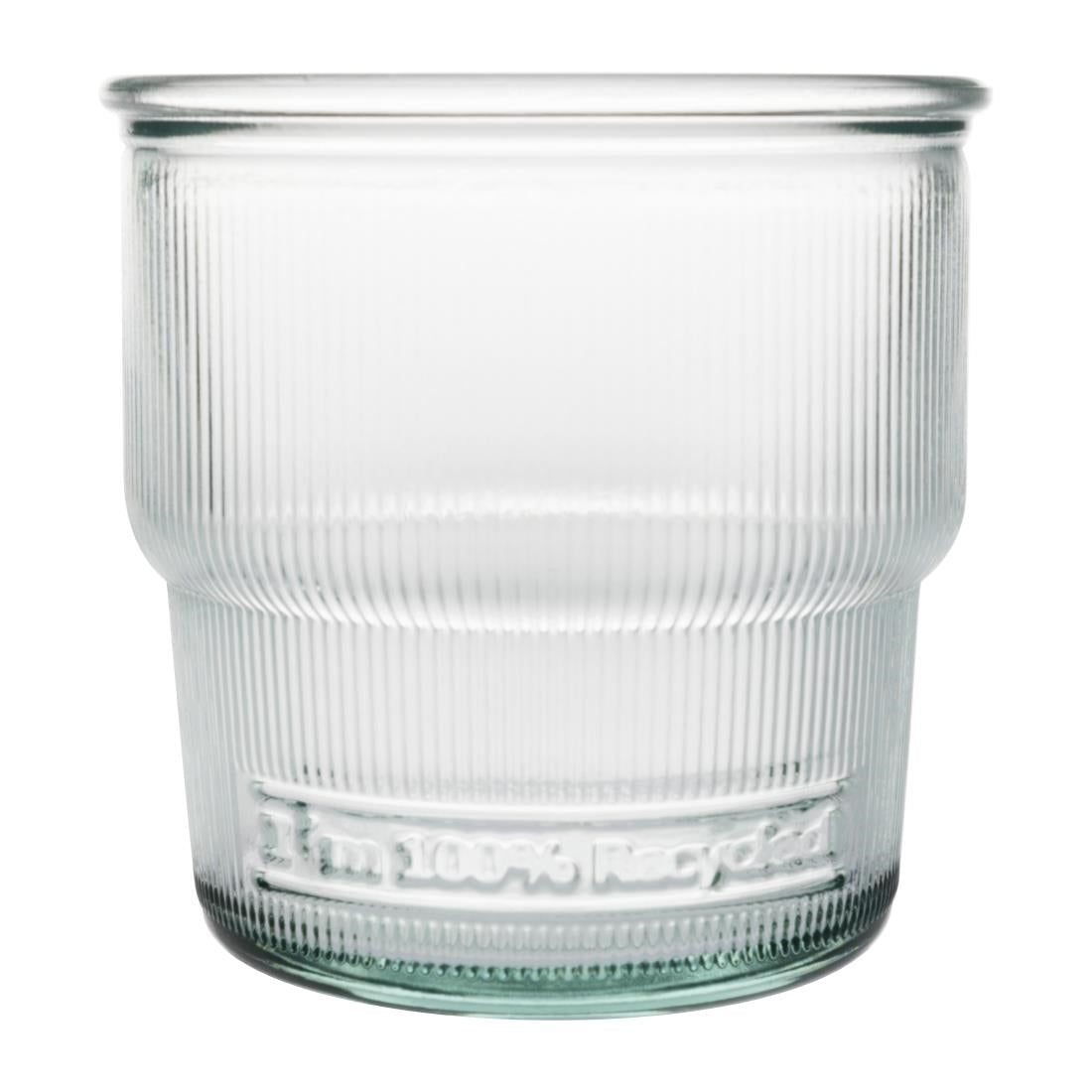 FU597 Olympia Recycled Glass Ribbed Stackable Tumblers 300ml (Pack of 6)