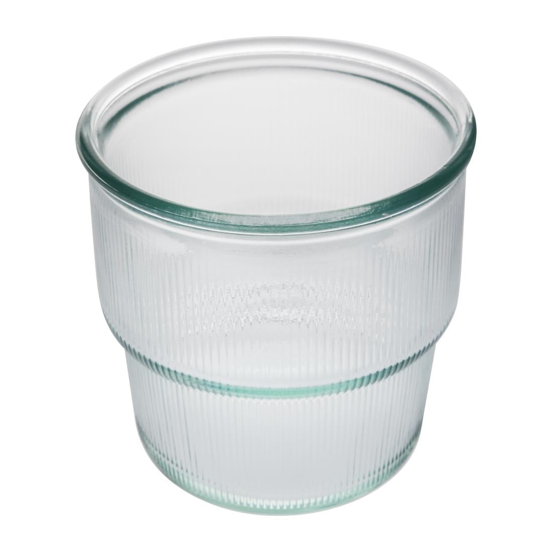 FU597 Olympia Recycled Glass Ribbed Stackable Tumblers 300ml (Pack of 6)