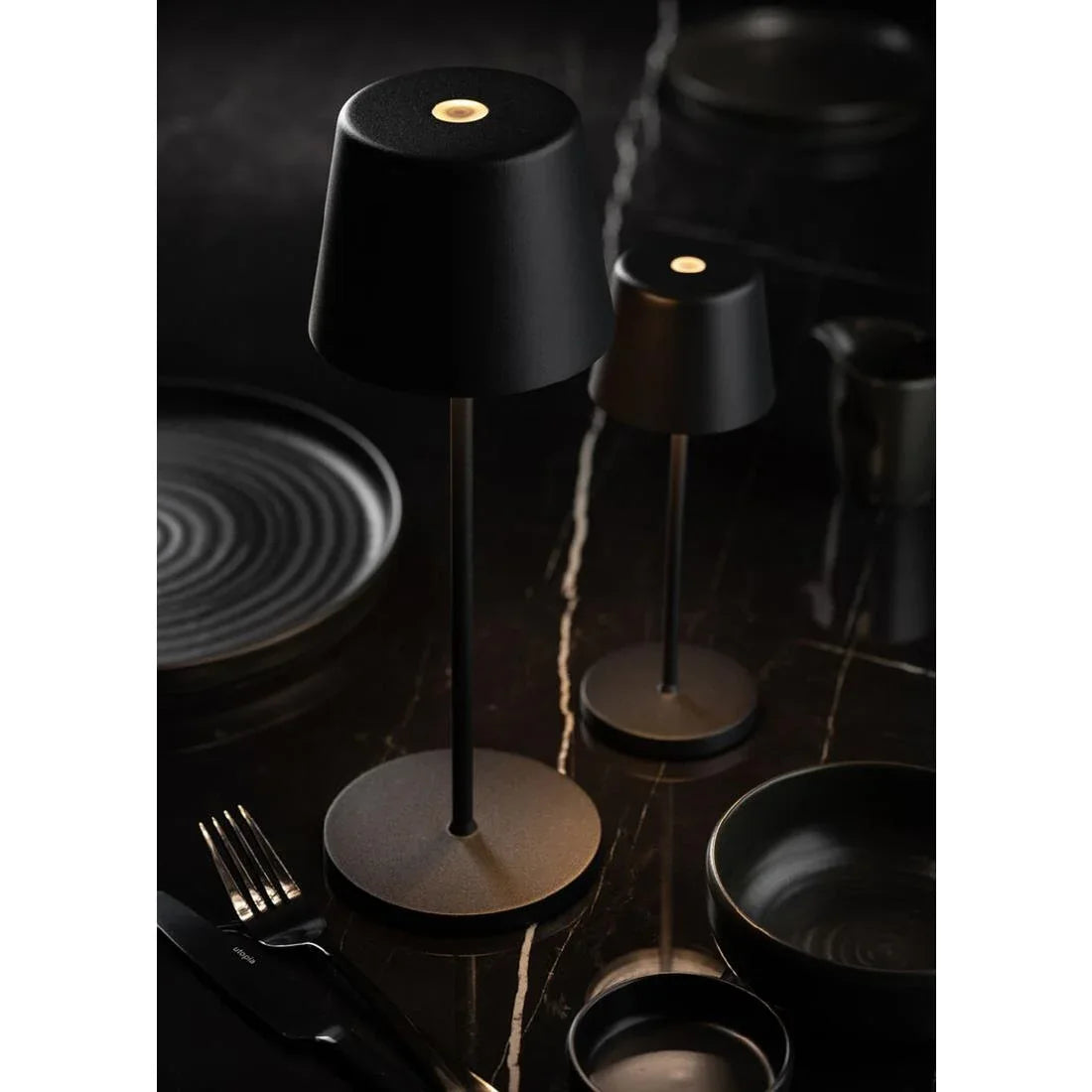 FU963 Utopia Bermuda LED Cordless Lamp 320mm Black (Pack of 6) - JD Catering Equipment Solutions Ltd