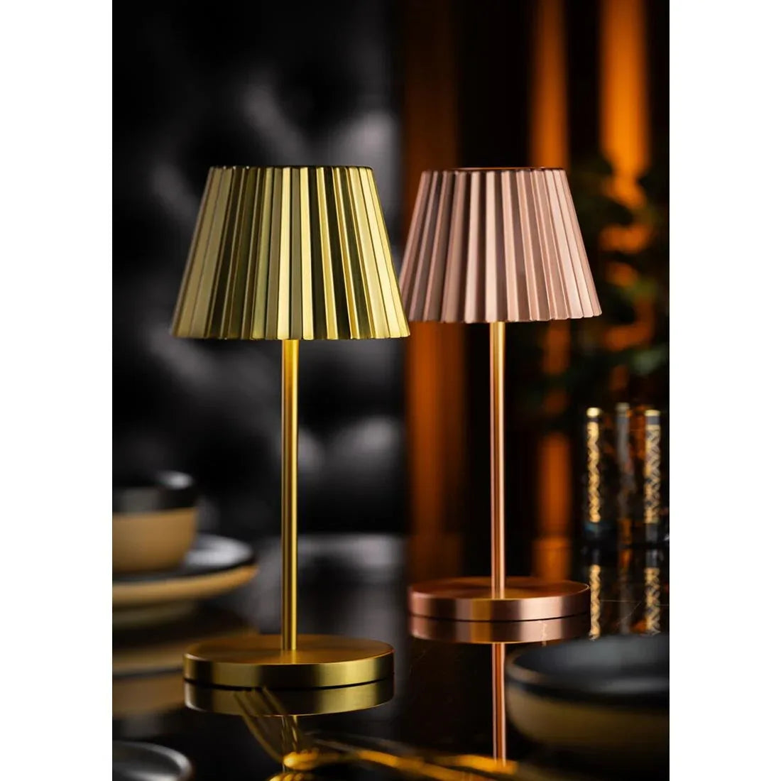 FU990 Utopia Dominica LED Cordless Lamp 260mm Brushed Gold (Pack of 6) - JD Catering Equipment Solutions Ltd