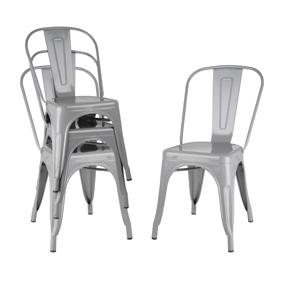 FW509 Bolero Bistro Steel Side Chairs Grey (Pack of 4) - JD Catering Equipment Solutions Ltd