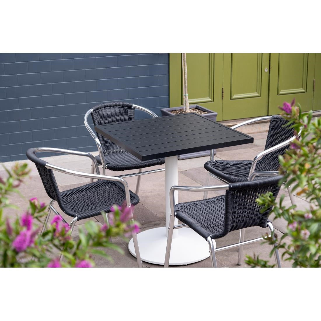 Bolero Aluminium Square Table Top Black 700x700mm