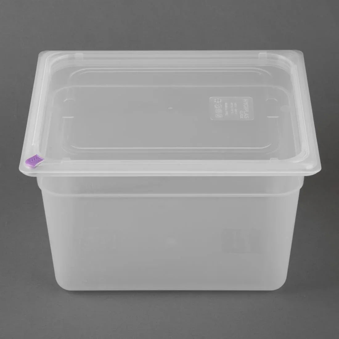 FZ091 Hygiplas Click PP GN Pan 1/2 with Lid and 7 colour clips-200mm 11.7Ltr (Pack 4)