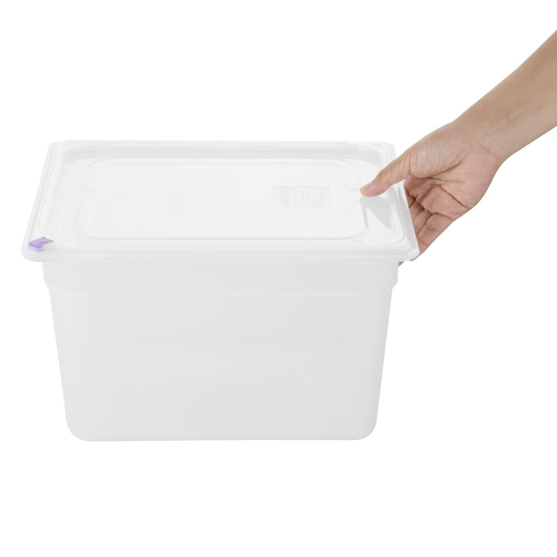 FZ091 Hygiplas Click PP GN Pan 1/2 with Lid and 7 colour clips-200mm 11.7Ltr (Pack 4)