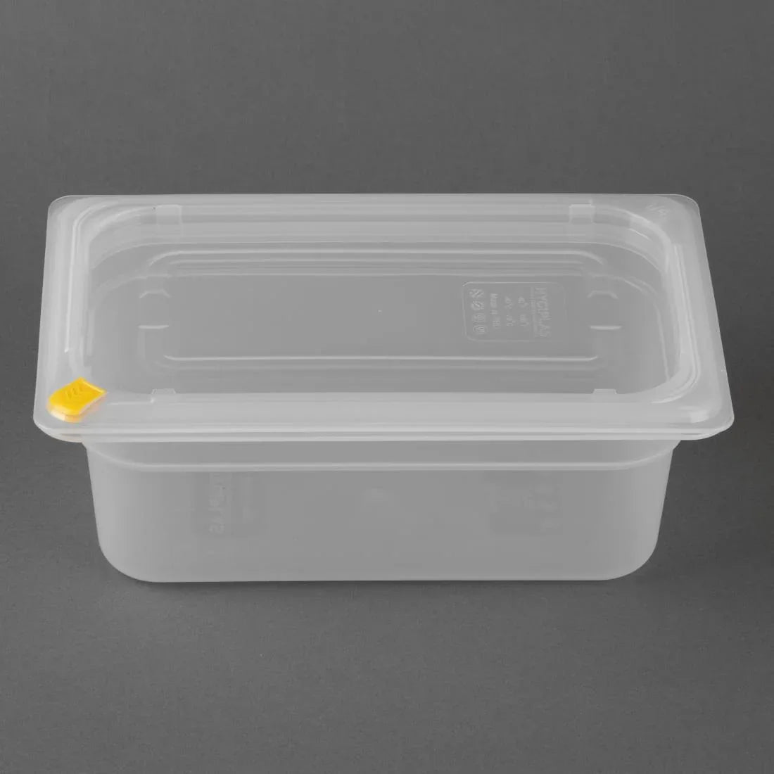 FZ095 Hygiplas Click PP GN Pan 1/4 with Lid and 7 colour clips-100mm 2.5Ltr (Pack 4)