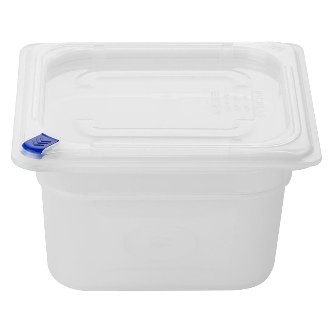 FZ097 Hygiplas Click PP GN Pan 1/6 with Lid and 7 colour clips-100mm 1.5Ltr (Pack 4)