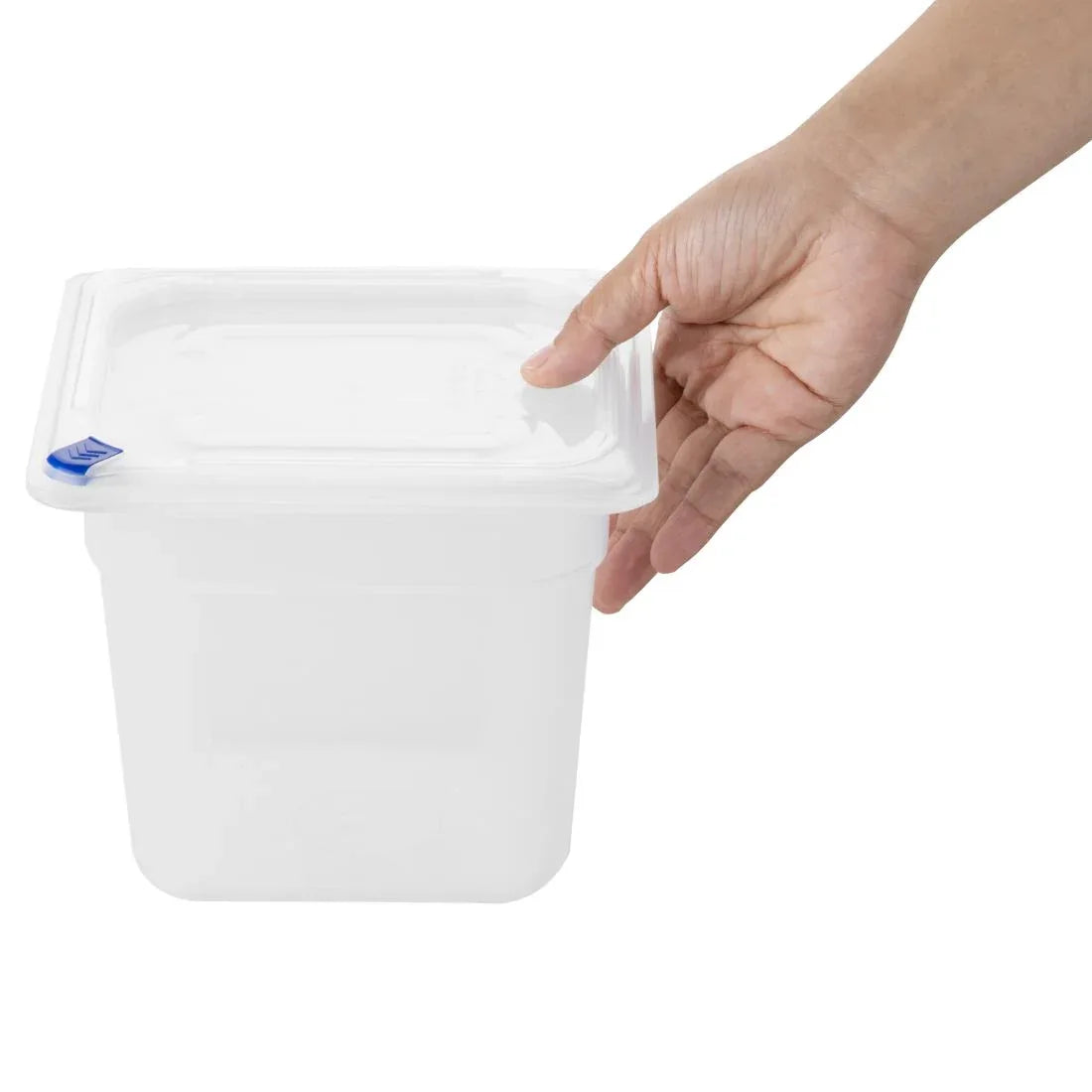 FZ098 Hygiplas Click PP GN Pan 1/6 with Lid and 7 colour clips -150mm 2.2Ltr (Pack 4)