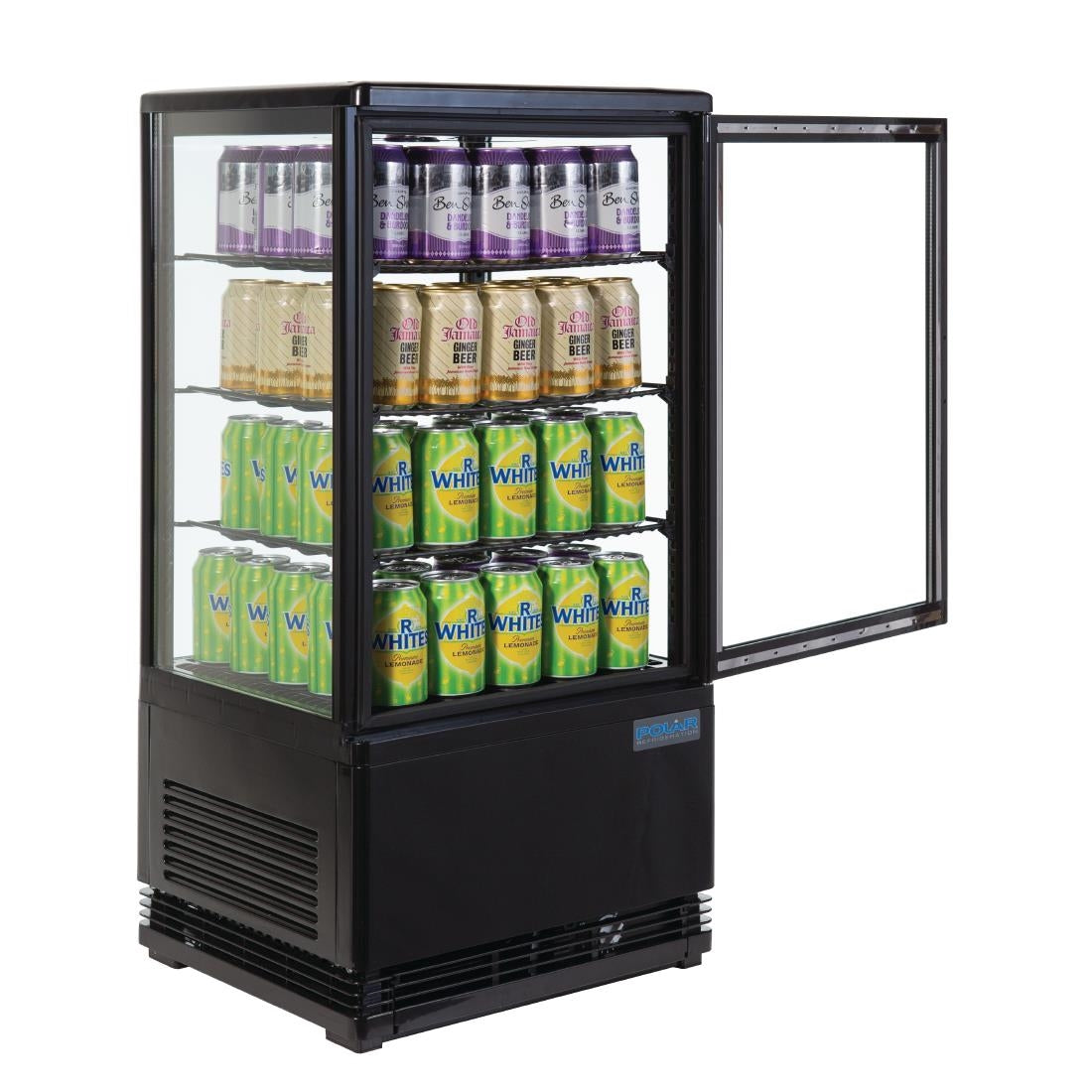 CX577 Polar C-Series Energy Efficient Display Fridge Black 68Ltr