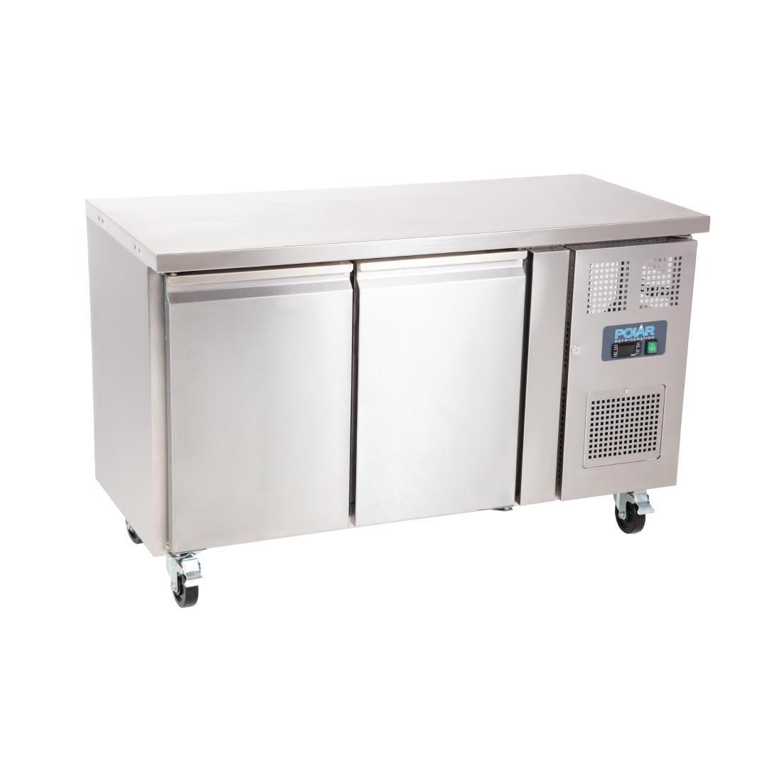 G377 Polar U-Series Slimline Double Door Counter Fridge 228Ltr