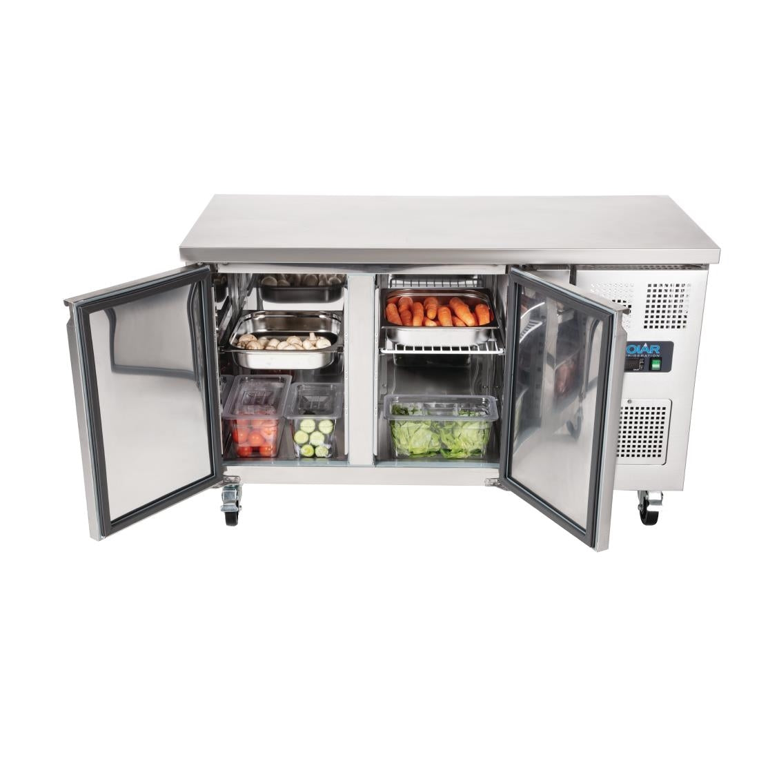 G377 Polar U-Series Slimline Double Door Counter Fridge 228Ltr
