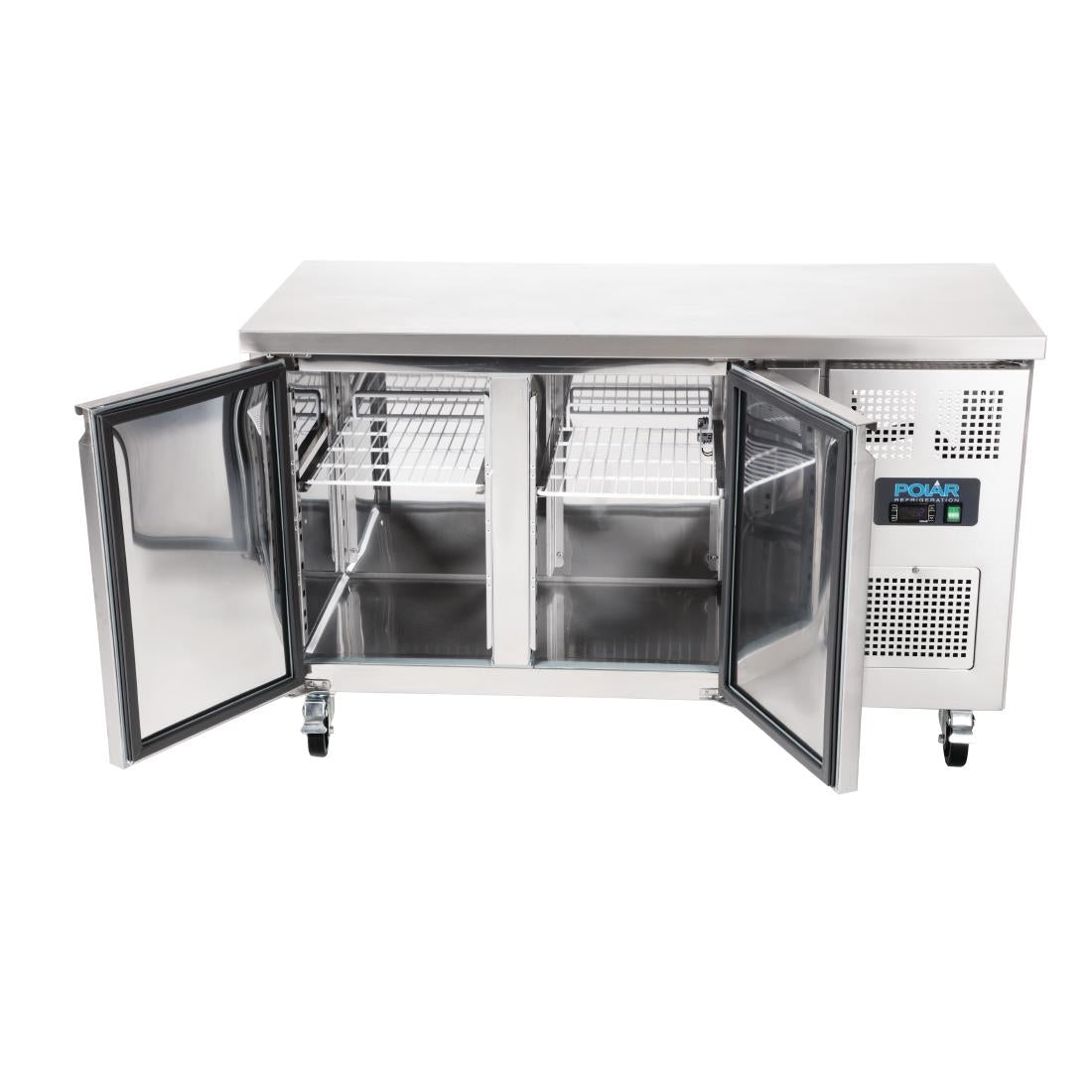 G377 Polar U-Series Slimline Double Door Counter Fridge 228Ltr