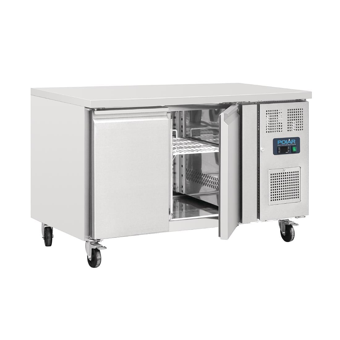 G377 Polar U-Series Slimline Double Door Counter Fridge 228Ltr
