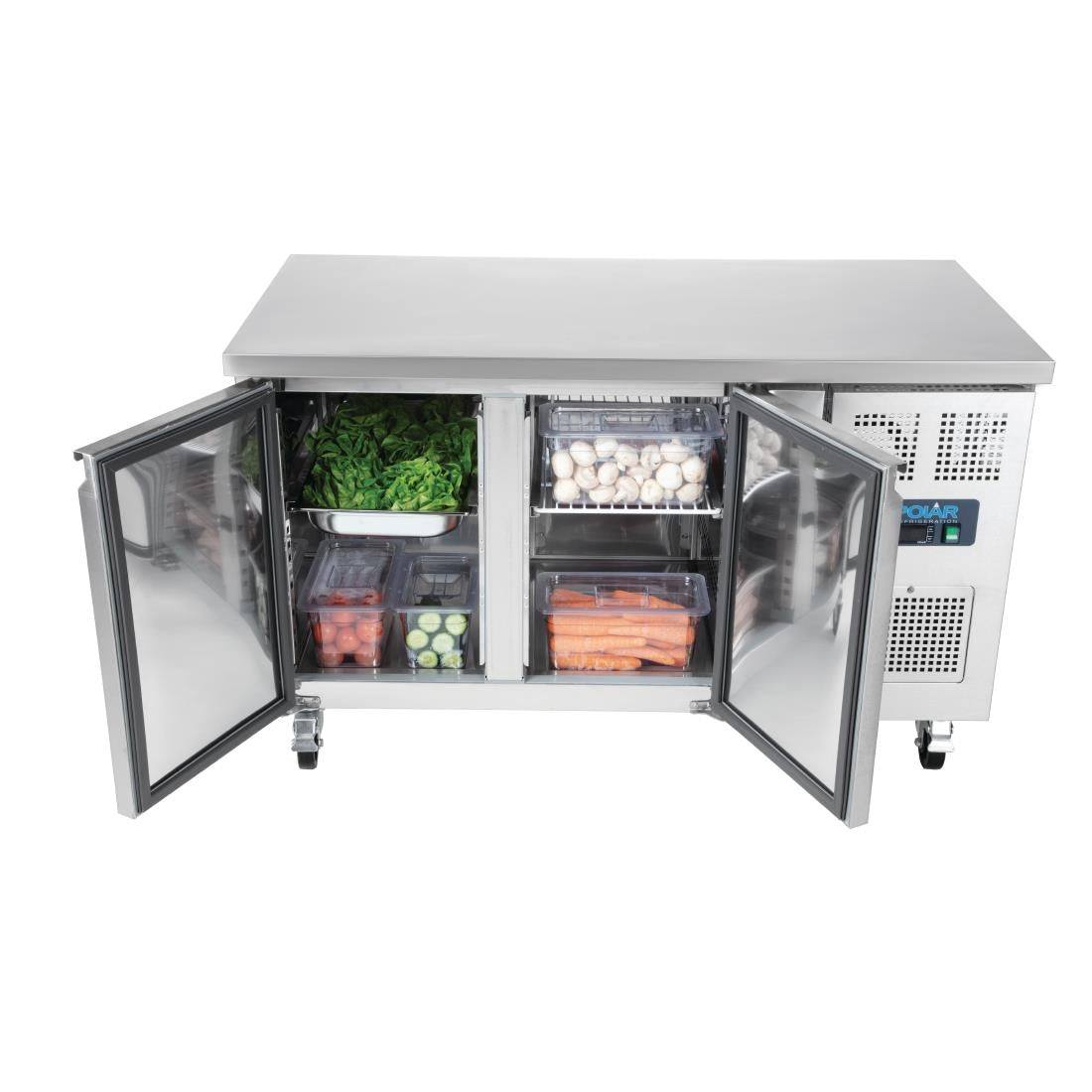 UA047 Polar U-Series Double Door Counter Fridge 282Ltr