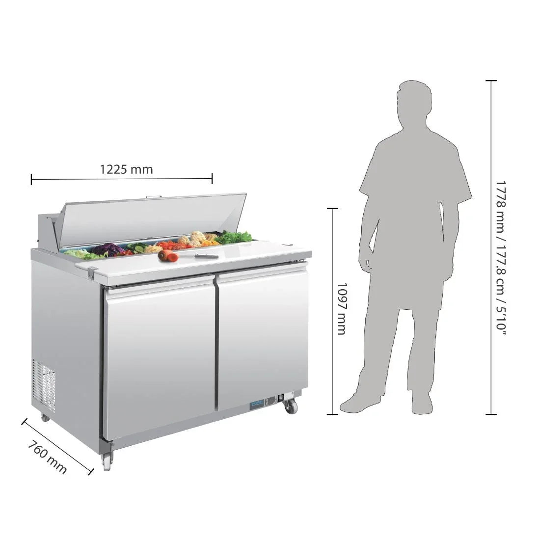 GD882 Polar U-Series Double Door Prep Counter Fridge - JD Catering Equipment Solutions Ltd