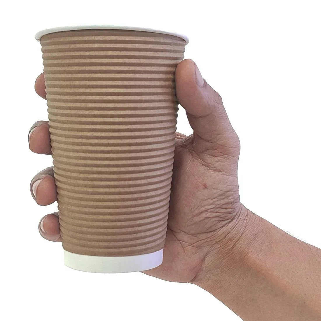 GF025 Fiesta Recyclable Coffee Cups Ripple Wall Kraft 455ml / 16oz (Pack of 25) - JD Catering Equipment Solutions Ltd