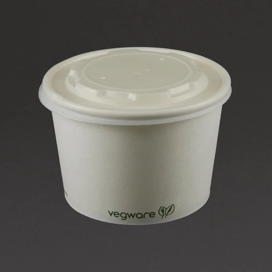 GF048 Vegware Compostable Hot Food Pot Flat Lids 350ml / 12oz and 455ml / 16oz (Pack of 500) - JD Catering Equipment Solutions Ltd