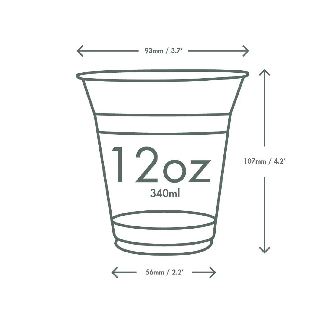 HS965 Vegware Compostable PLA Cold Cup 96-Series 12oz (Pack of 1000)