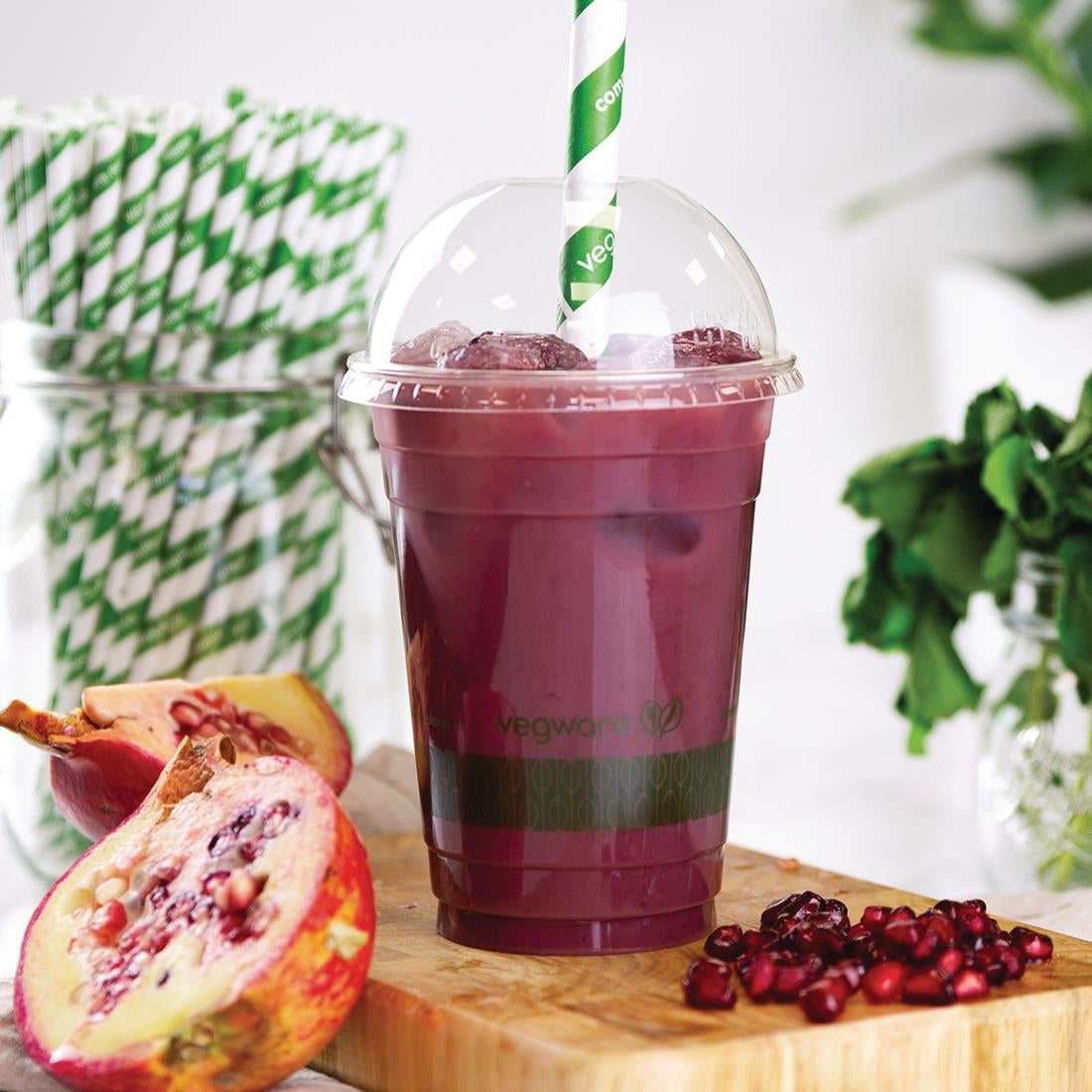 GH016 Vegware Compostable Cold Cup Domed Lids 340ml / 12oz and 455ml / 16oz (Pack of 1000)