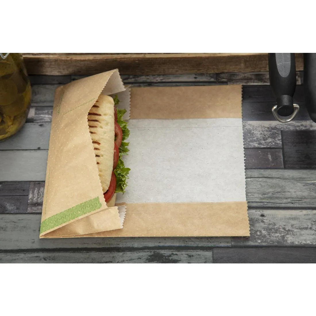 GH019 Vegware Compostable Kraft Panini Bags (Pack of 500) - JD Catering Equipment Solutions Ltd