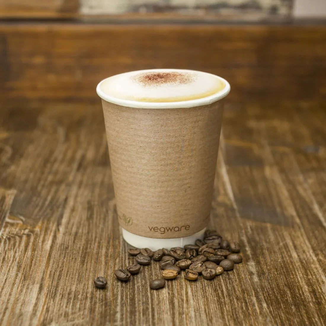 GH021 Vegware Compostable Coffee Cups Double Wall 340ml / 12oz (Pack of 500) - JD Catering Equipment Solutions Ltd