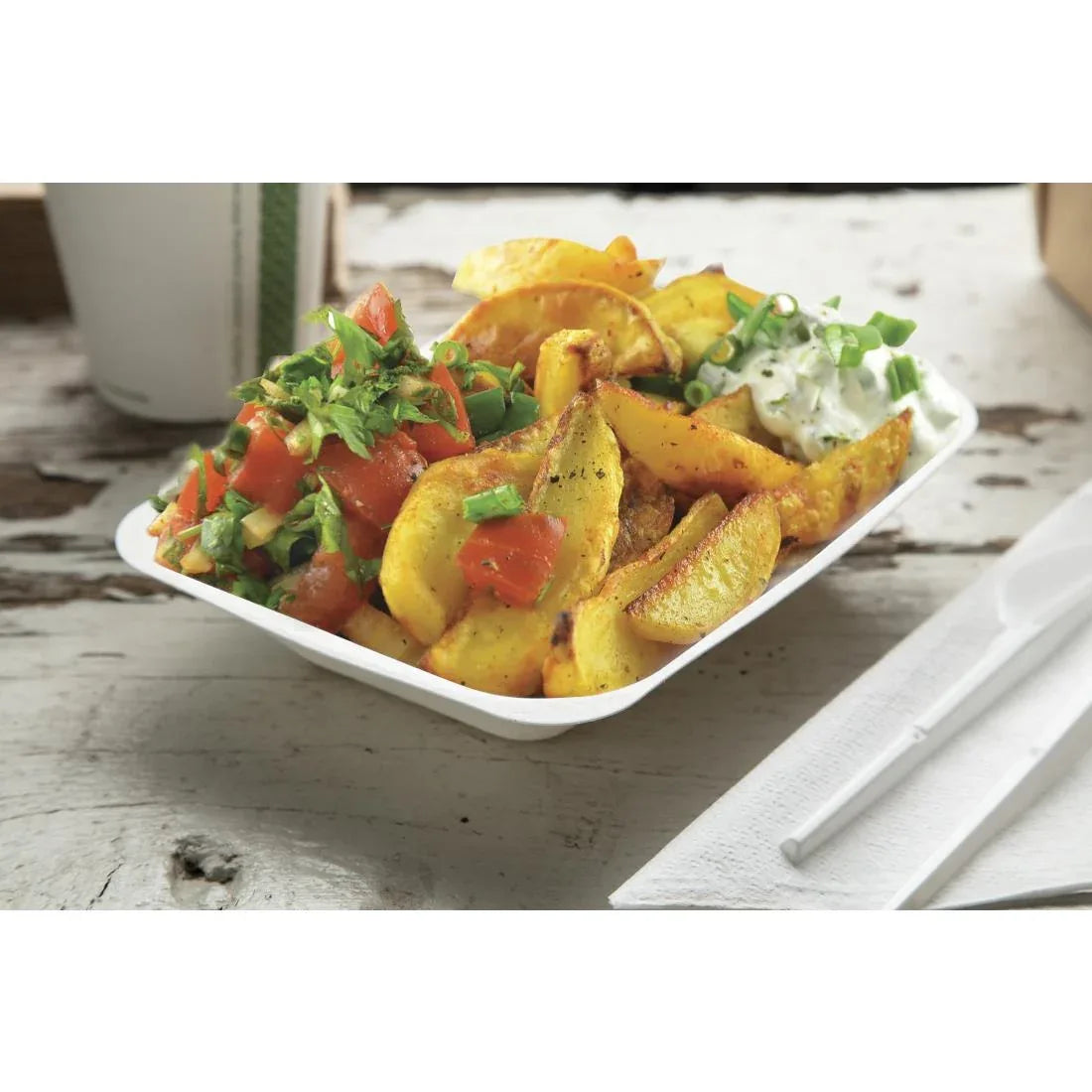 GH025 Vegware Compostable Bagasse Chip Trays 175mm (Pack of 500) - JD Catering Equipment Solutions Ltd