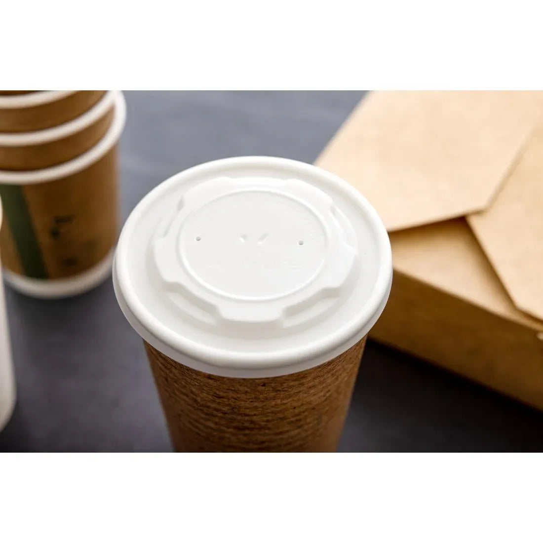 GH166 Vegware Compostable Hot Food Pot Flat Lids 170ml / 6oz and 230ml / 8oz - JD Catering Equipment Solutions Ltd