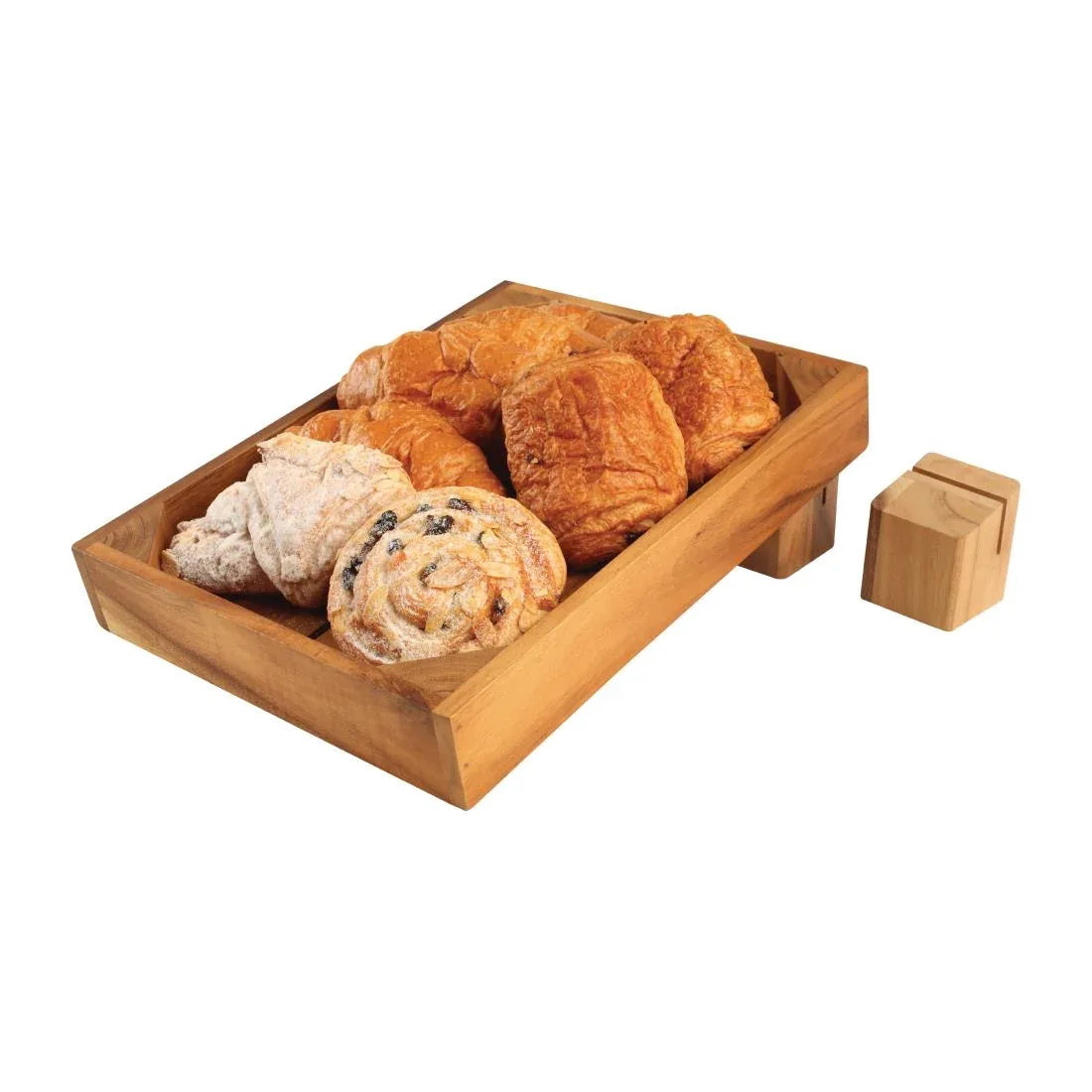 JB399 Olympia Acacia Wood Menu Holder - 65x55x55mm