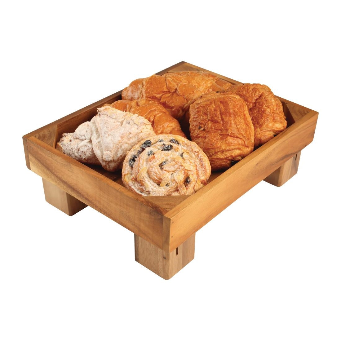 JB399 Olympia Acacia Wood Menu Holder - 65x55x55mm