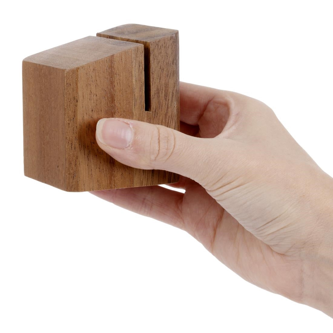 JB399 Olympia Acacia Wood Menu Holder - 65x55x55mm