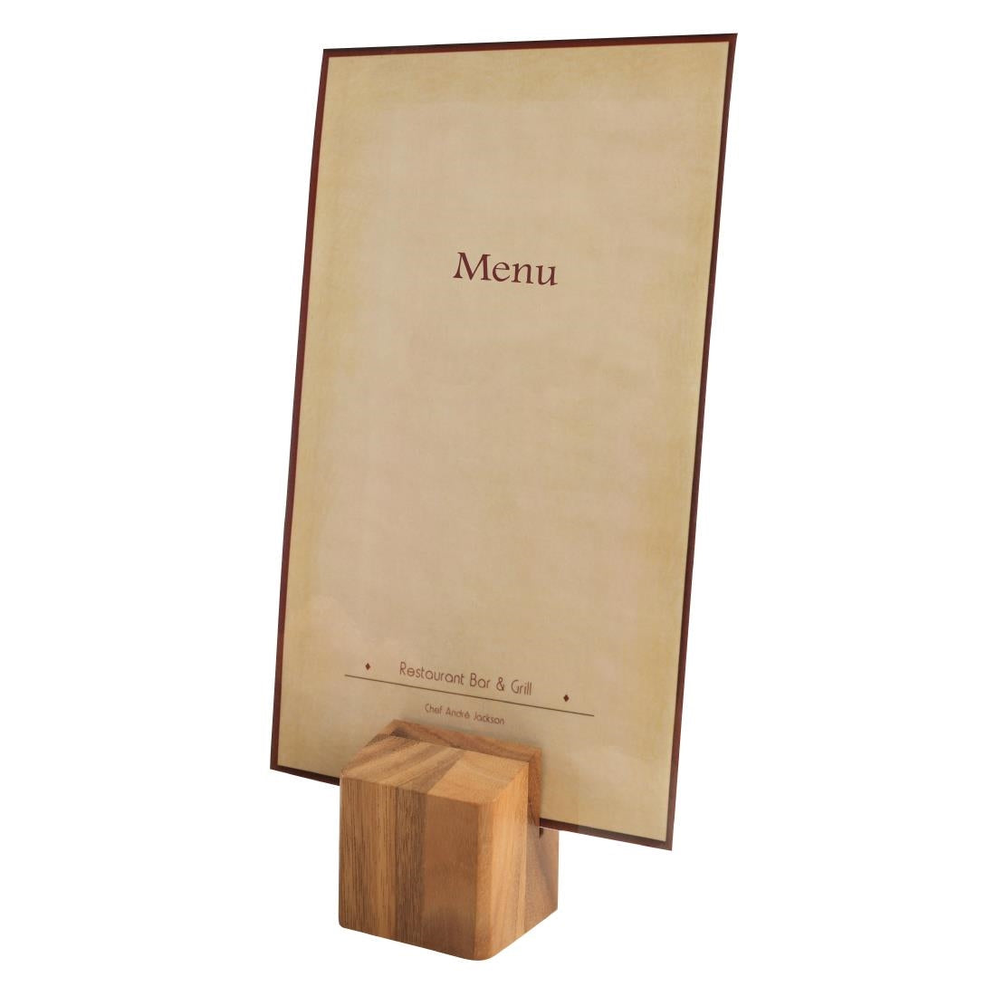JB399 Olympia Acacia Wood Menu Holder - 65x55x55mm