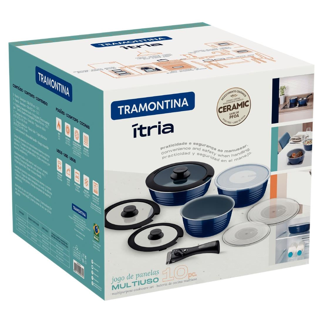 GL339 Tramontina Ãtria 10-Piece Nesting Cookware Set Navy