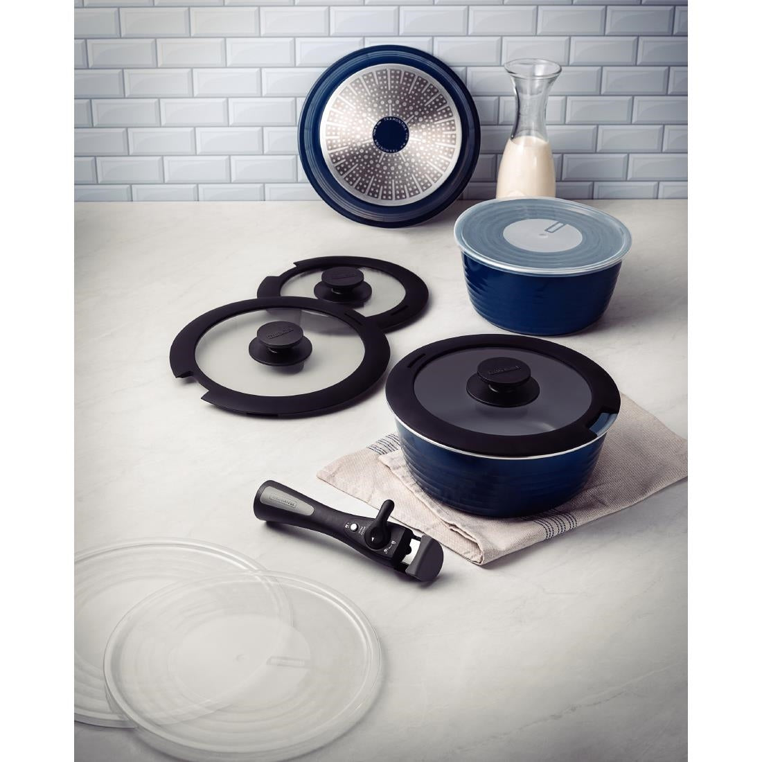 GL339 Tramontina Ãtria 10-Piece Nesting Cookware Set Navy