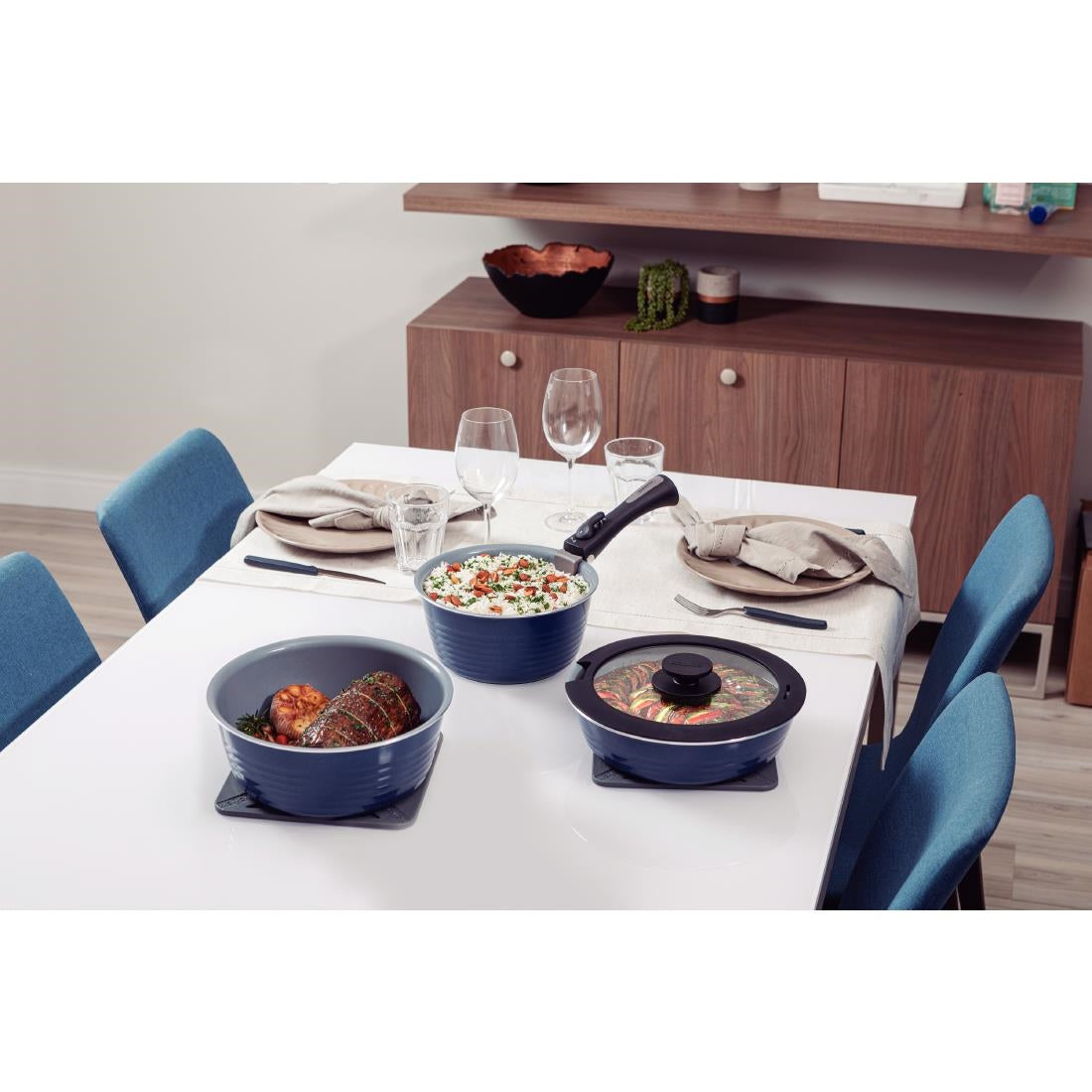 GL339 Tramontina Ãtria 10-Piece Nesting Cookware Set Navy