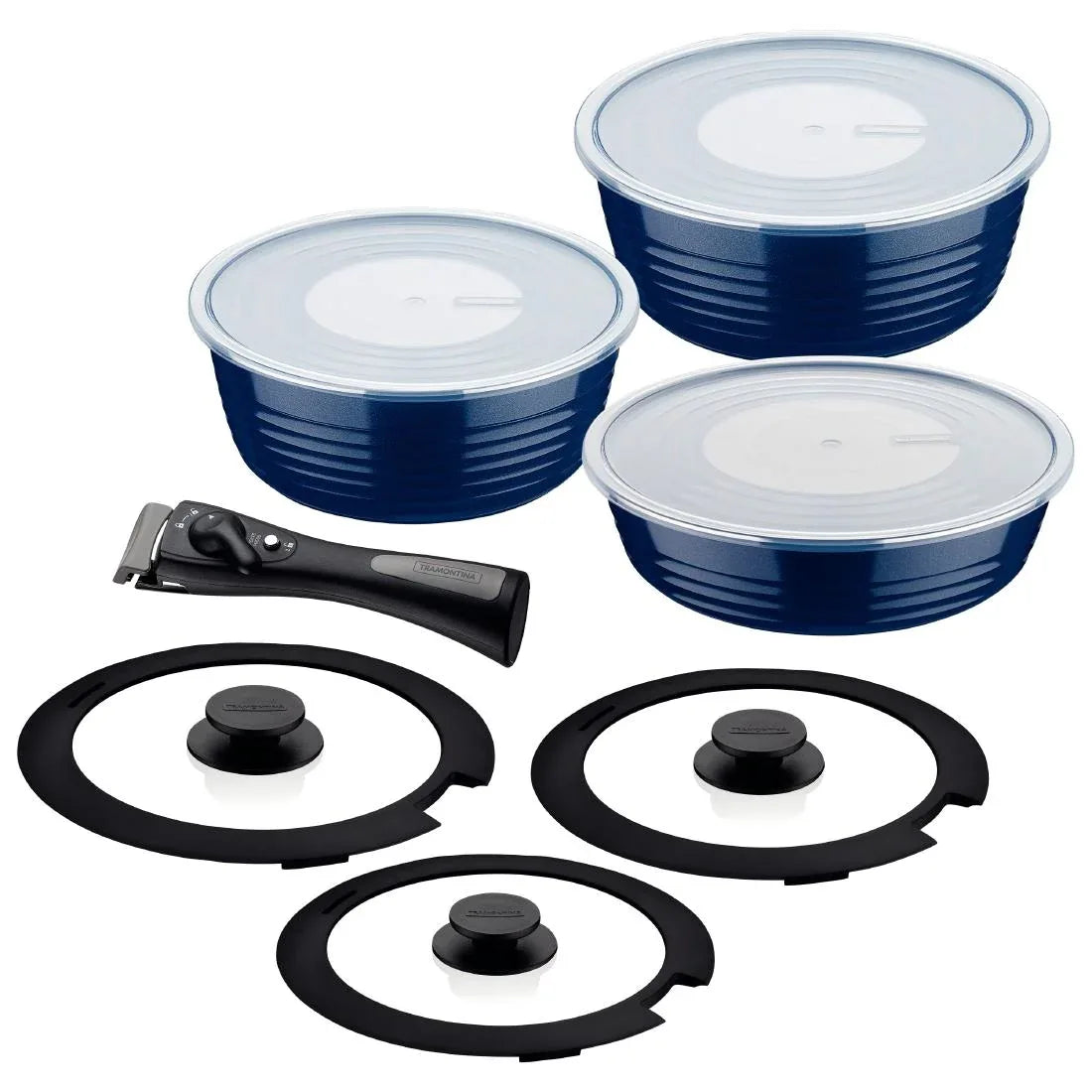 GL339 Tramontina Ãtria 10-Piece Nesting Cookware Set Navy