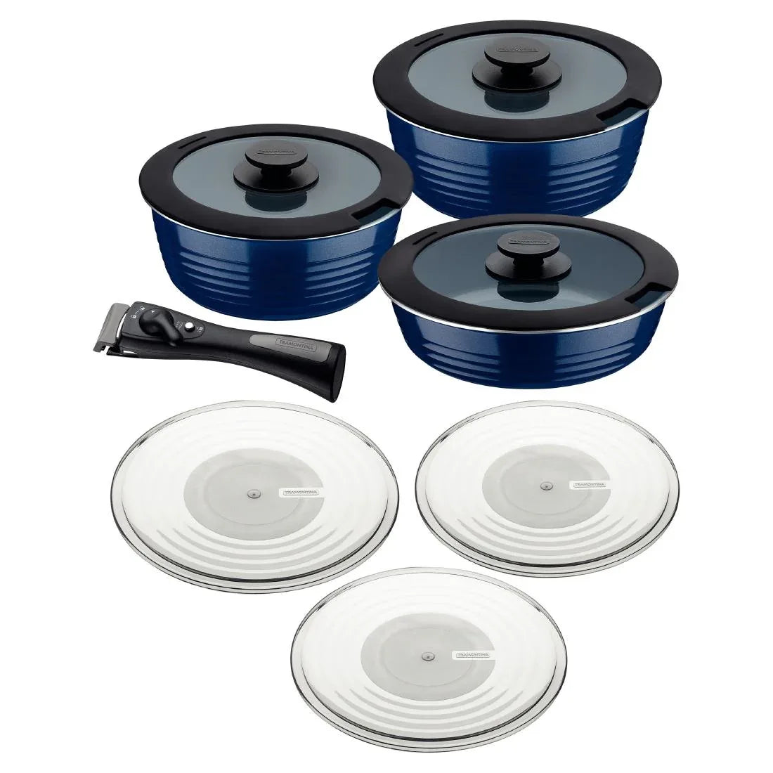 GL339 Tramontina Ãtria 10-Piece Nesting Cookware Set Navy