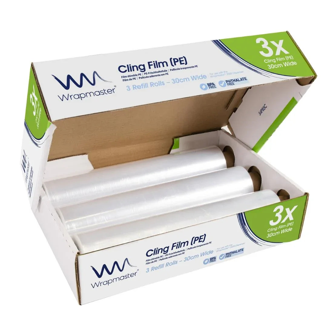 GL381 Wrapmaster PE Cling Film Refill for Wrapmaster 3000 300mm x 300m (Pack of 3) - JD Catering Equipment Solutions Ltd