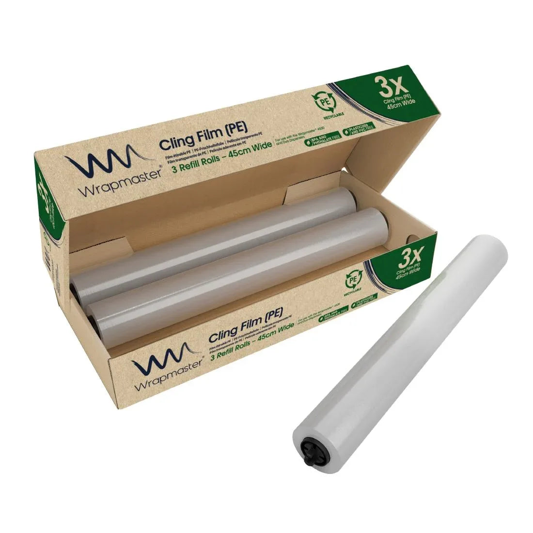 GL382 Wrapmaster PE Cling Film Refill for Wrapmaster 4500 450mm x 300m (Pack of 3) - JD Catering Equipment Solutions Ltd