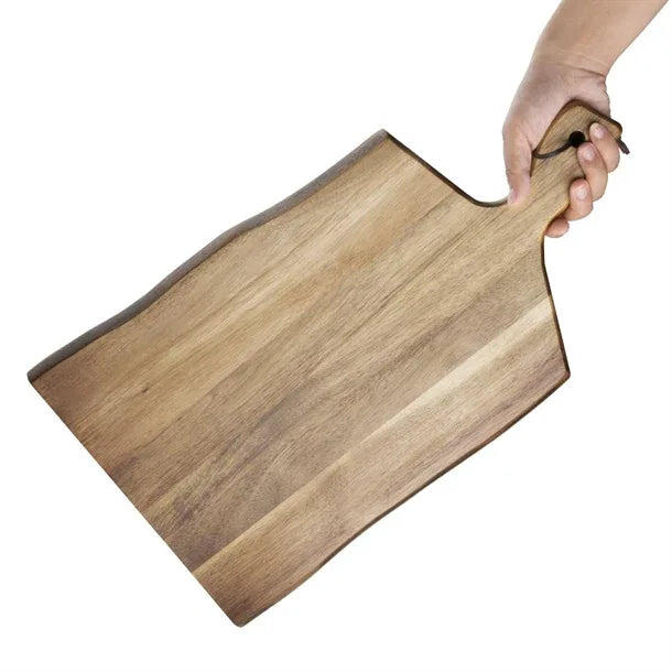 GM264 Olympia Acacia Wood Wavy Handled Wooden Board Large 355mm - JD Catering Equipment Solutions Ltd