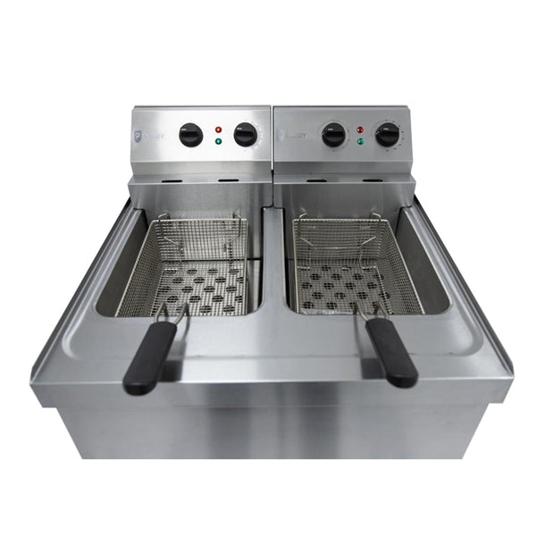 GM704 Parry Twin Tank Twin Basket Free Standing Electric Fryer NPDF6