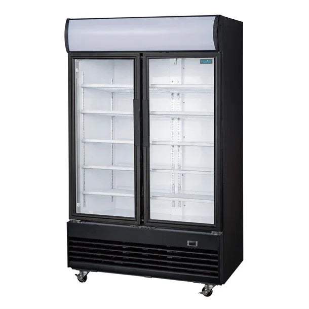 GM813 Polar G-Series Upright Hinged Door Display Cooler with Light Box 950Ltr Black GM813 - JD Catering Equipment Solutions Ltd
