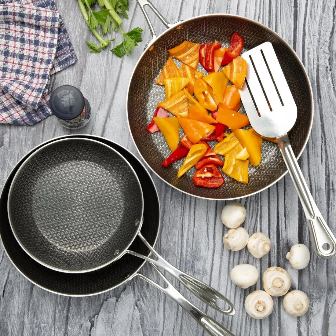 GP189 Vogue Tri-Shield Stainless Steel Frying Pan with Clad Coating 28cm