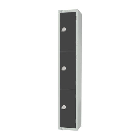 GR679-P Three Door Padlock Locker Graphite Grey