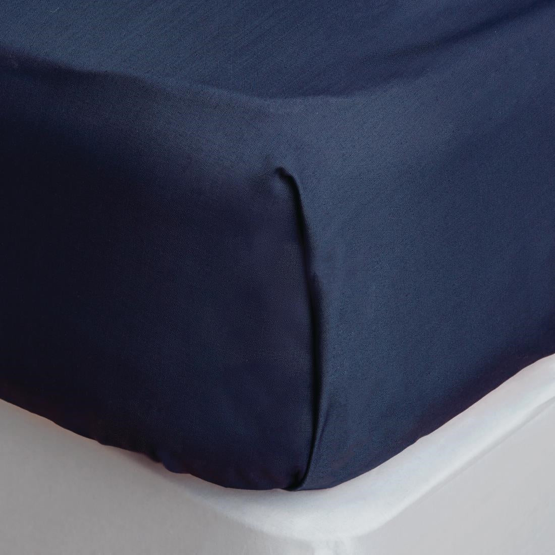 HD051 Mitre Essentials Temir Flat Sheet Navy Double