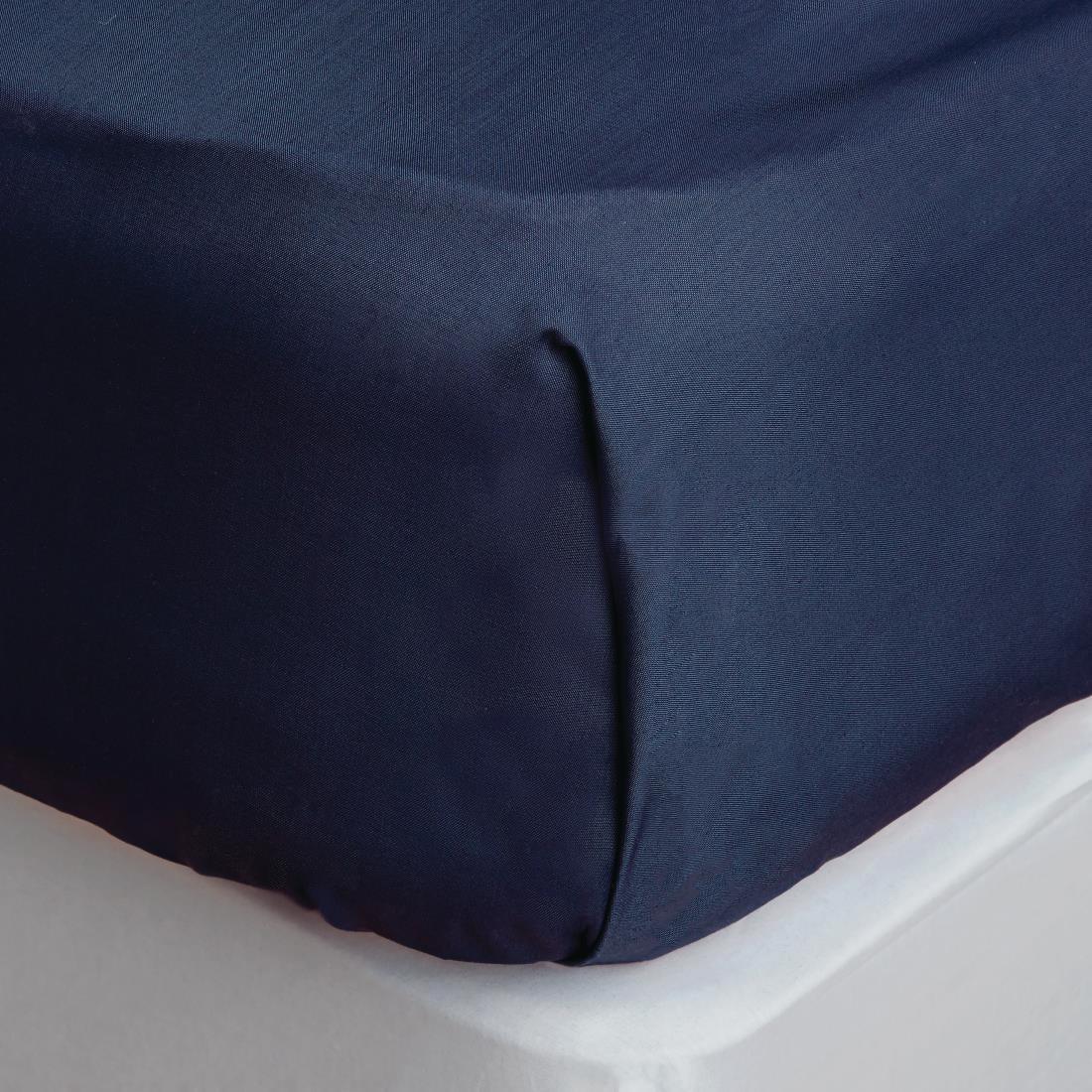 HD051 Mitre Essentials Temir Flat Sheet Navy Double - JD Catering Equipment Solutions Ltd