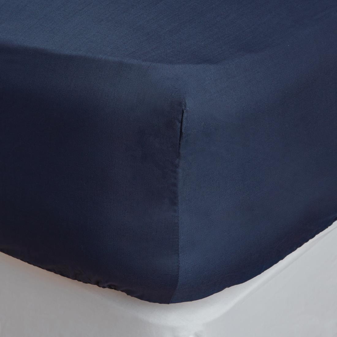HD052 Mitre Essentials Temir Fitted Sheet Navy Double - JD Catering Equipment Solutions Ltd